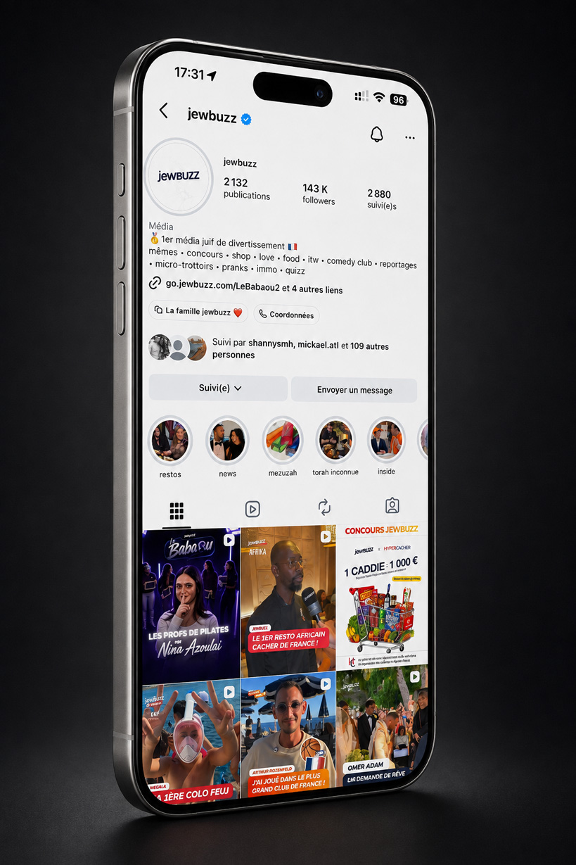 Mockup smartphone des contenus jewbuzz
