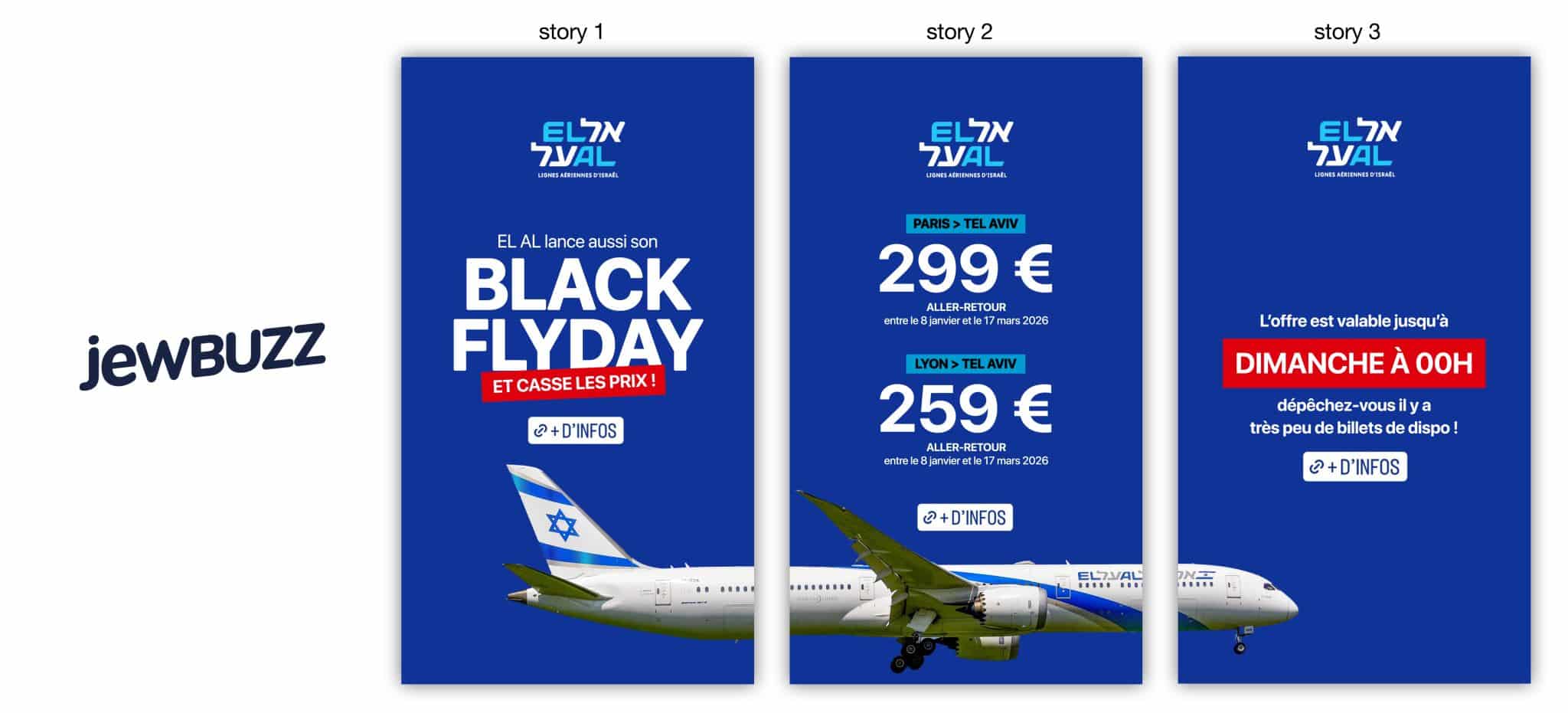 Story jewbuzz réalisée pour la campagne Black Friday EL AL